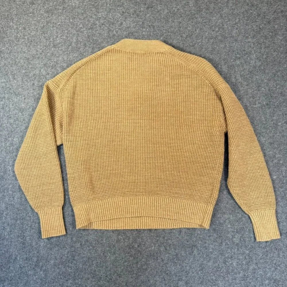 Buck Mason Womens Seafarer Cotton Rib Crew Neck Sweater Puff Sleeve Large Tan - Picture 2 of 12